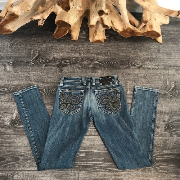 Miss Me Denim - Miss Me skinny jeans w black vegan leather design